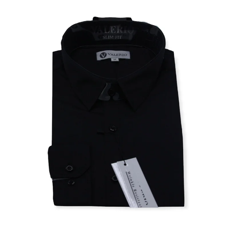 Heritage Edge Trendy Pants Valerio Slim Black Dress Shirt (NEW)
