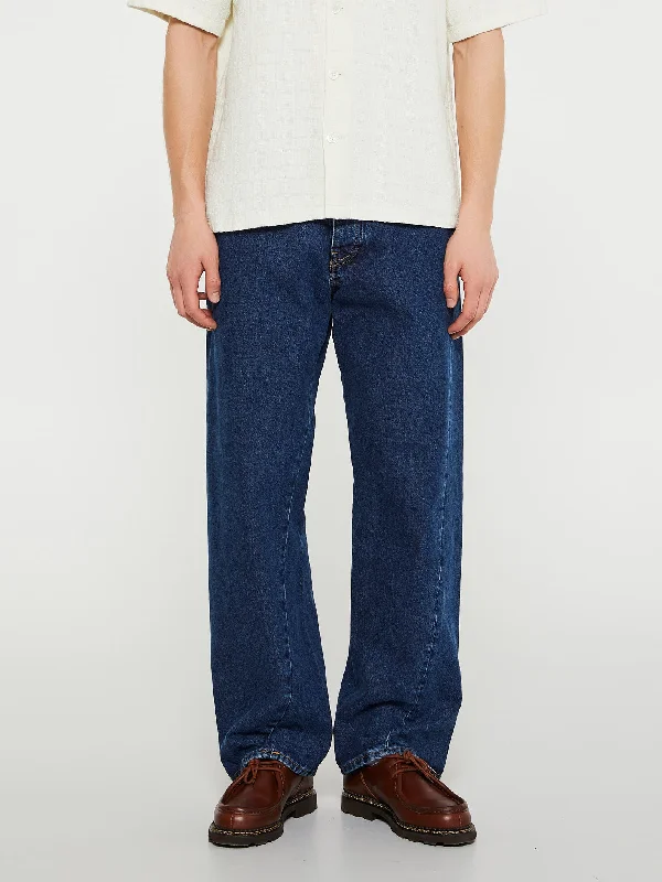 Chic Monochrome Fashion Jacket Wide Twist Jeans in Rinse Blue