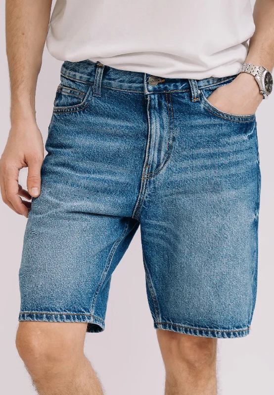 Sleek Modern Casual Footwear Basic Denim Shorts - Mid Blue