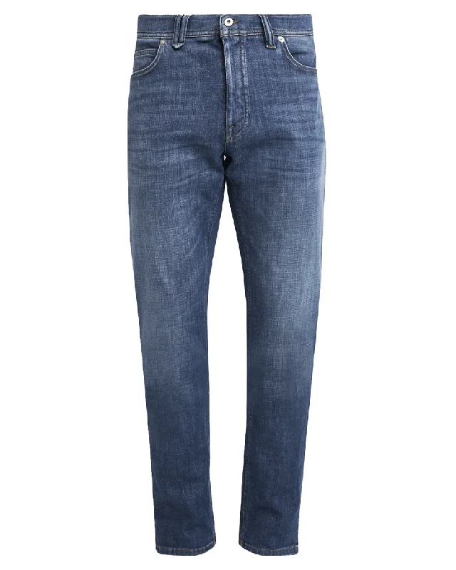 Retro Street Athletic Outfits Periwinkle Stretch Denim Pant
