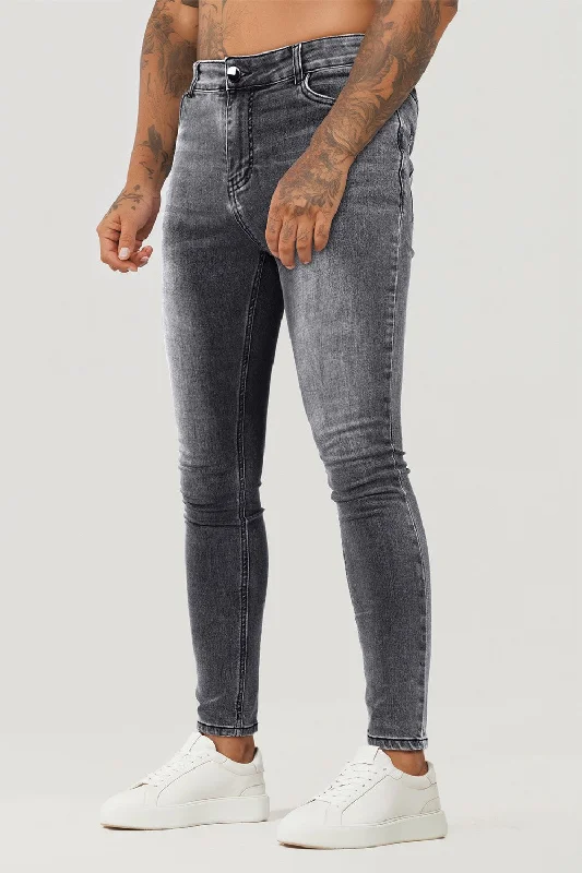 Minimal Rugged Functional Wear Men's Dark Gray Washed Skinny Jean