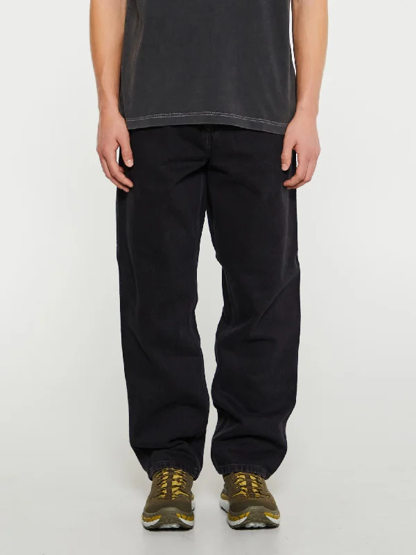 Effortless Minimal Modern Outfit Single Knee Pants in Black Stone Washed