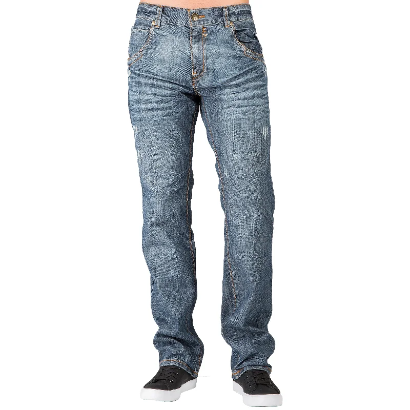 Effortless Minimal Designer Pieces Relaxed Straight Medium Blue Distressed Premium Denim Jeans Zipper Trim Pocket Effortless Minimal Designer Pieces Relaxed Straight Medium Blue Distressed Premium Denim Jeans Zipper Trim Pocket