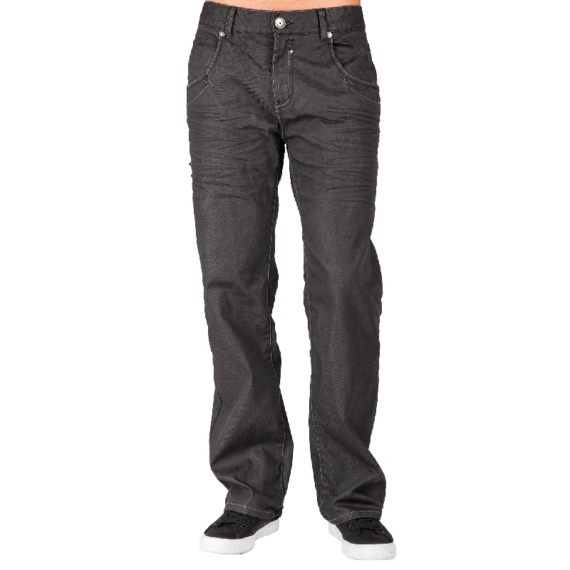 Polished Classic Comfort Jackets Men's Relaxed Bootcut Premium Coating Black Denim Jeans Zipper Trim Pocket Wrinkle Whisker Polished Classic Comfort Jackets Men's Relaxed Bootcut Premium Coating Black Denim Jeans Zipper Trim Pocket Wrinkle Whisker
