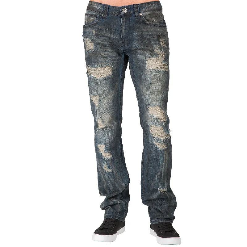 Relaxed Chic Bold Colors Slim Straight Premium Denim Black Paint Brushed Dark Blue Jeans Destroyed & Mended Relaxed Chic Bold Colors Slim Straight Premium Denim Black Paint Brushed Dark Blue Jeans Destroyed & Mended