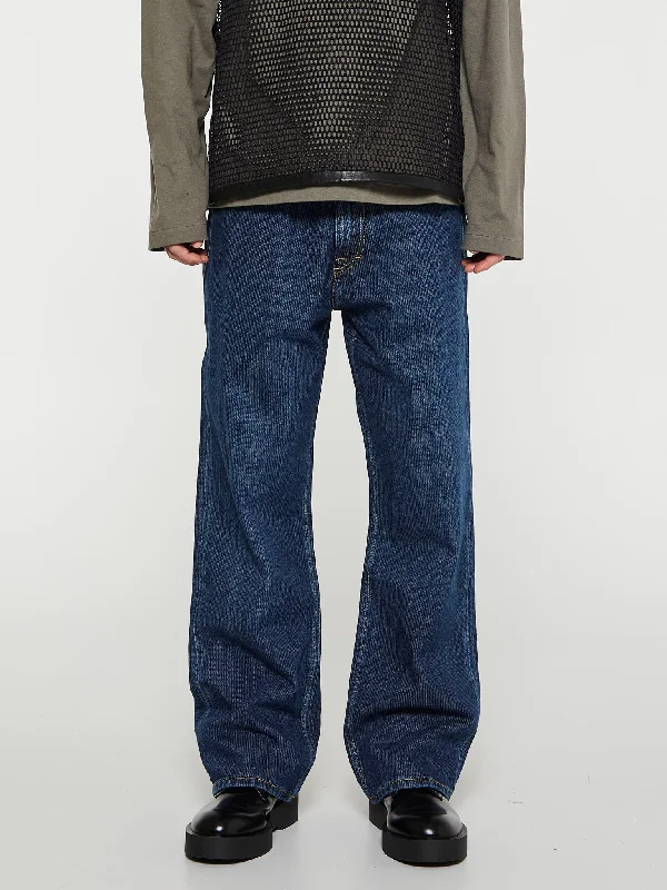 Monochrome Chic Comfortable Fits Third Cut Jeans in Deep Blue Chain Twill