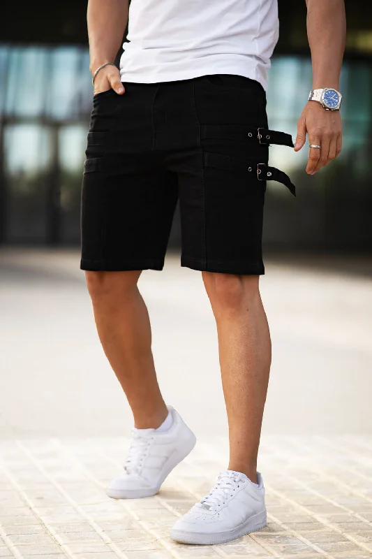 Rugged Classic Smart Wear Men's Denim Short - Black And Webbing