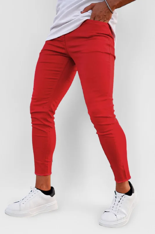 Vintage Cool Fashion Pants Men's Red Skinny Jean