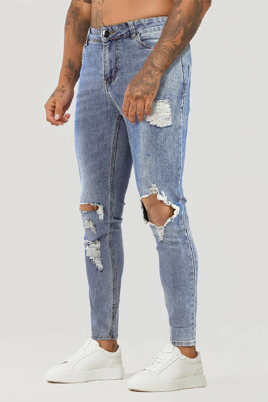 Urban Cool Casual Button-ups Men's Ripped Slim Fit Jean