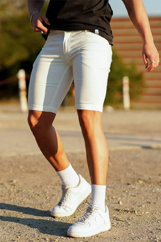 Retro Casual Relaxed Styles Men's White Denim Shorts