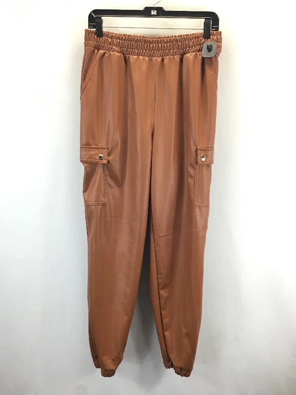 Urban Polished Fashion Bottoms Pants Joggers By Haute Monde In Brown, Size: L