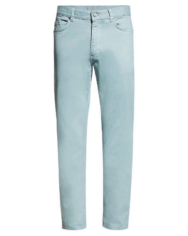 Minimal Rugged Versatile Wear Seafoam Gabardine Slim Fit Denim
