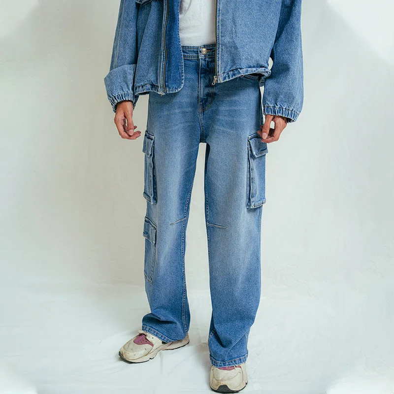 Smart Edge Cozy Jackets Relaxed Fit Cargo Pocket Jeans