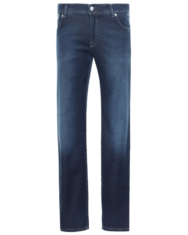 Casual Sleek All-Weather Outfits Cotton Blend Stretch Denim Pant in Dark Blue Wash