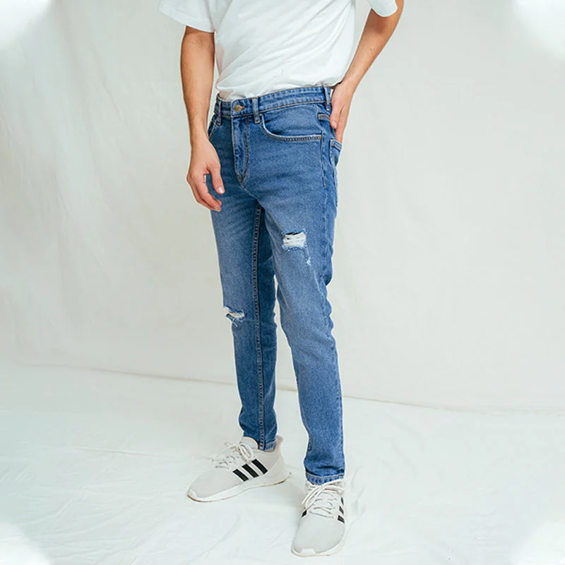 Urban Luxe Sporty Designs Skinny Fit Ripped Blue Jeans