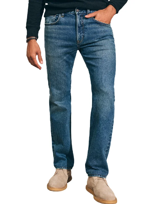 Smart Cool Everyday Jeans Faherty Organic Cotton Slim Straight Denim 32" in East Lake Wash