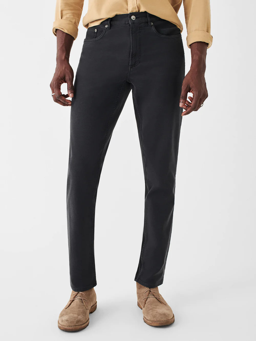 Sleek Rugged Layered Clothing Faherty Stretch Terry 5-Pocket, Onyx Black