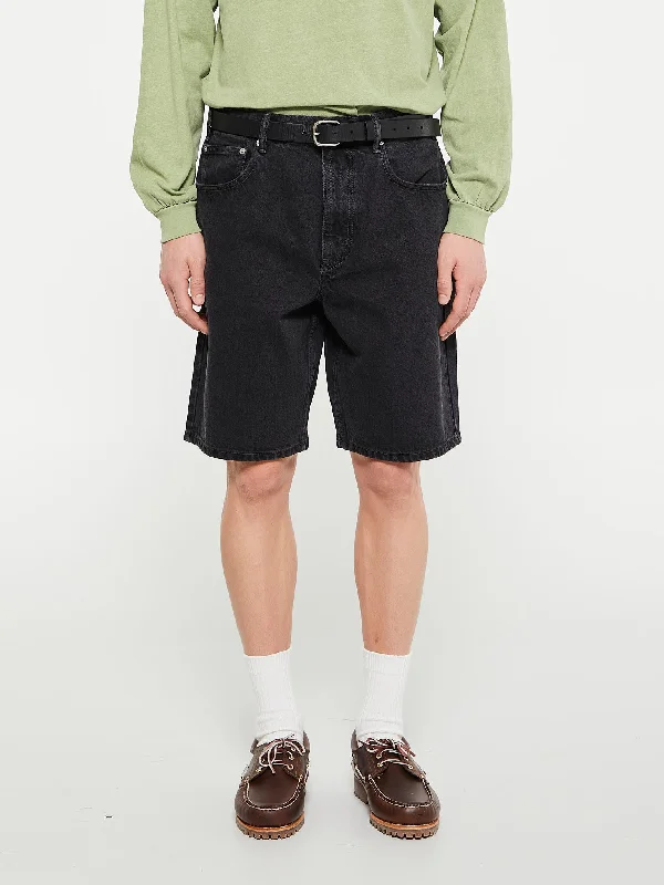 Sophisticated Rugged Stylish Jeans Washed Denim Shorts in Black