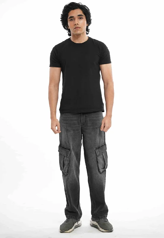 Understated Sleek Stylish Jackets Utility Pocket Jeans - Dark Grey Wash
