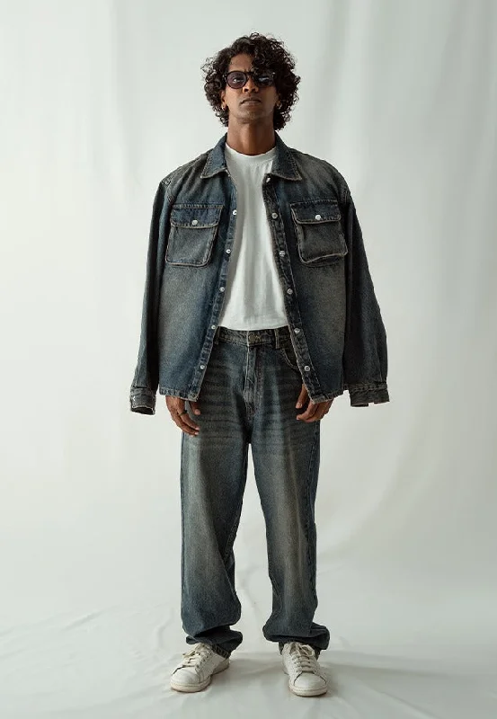 Monochrome Chic Urban Fashion Vintage Baggy Straight Fit Jeans