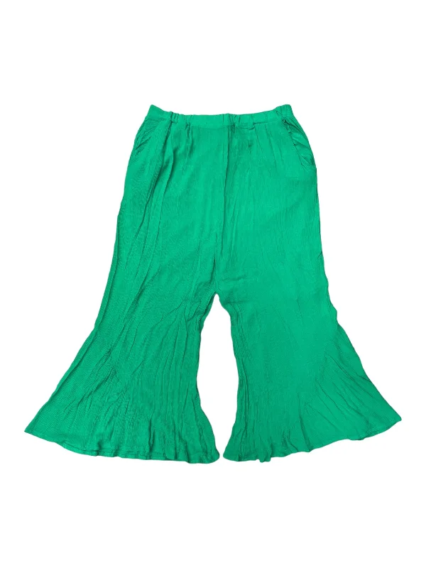Retro Relaxed Green Pants Linen Nina Leonard, Size 20
