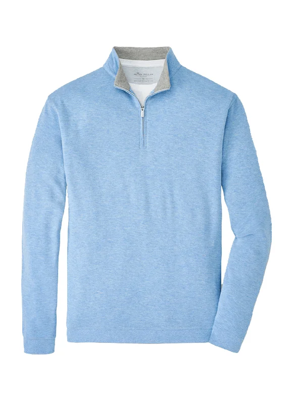 Monochrome Minimal Everyday Look Peter Millar - Men's Crown Comfort Quarter-Zip - Cottage Blue Monochrome Minimal Everyday Look Peter Millar - Men's Crown Comfort Quarter-Zip - Cottage Blue