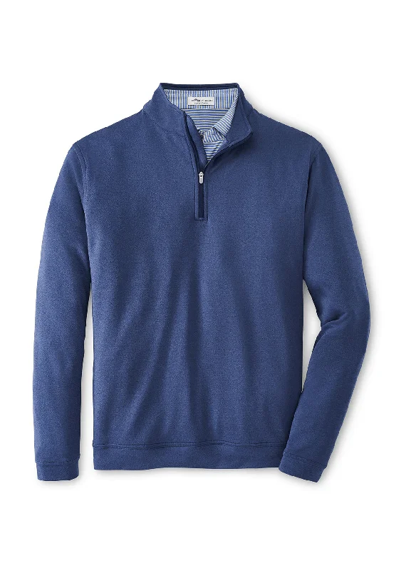 Sleek Heritage Comfortable Fits Peter Millar - Men's Perth Performance Melange Quarter-Zip - Navy Sleek Heritage Comfortable Fits Peter Millar - Men's Perth Performance Melange Quarter-Zip - Navy