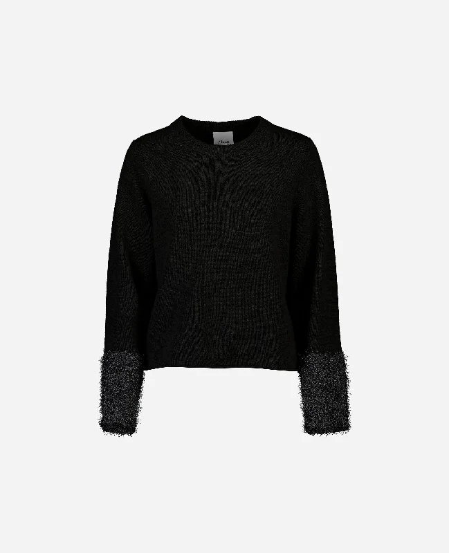 Retro Monochrome Urban Gear Woll-Mischung Pullover in Schwarz - Lockerer Schnitt