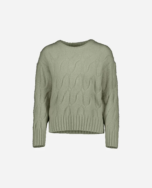 Smart Rugged Chic Styles Rundhalsausschnitt Pullover aus Cashmere in Grün