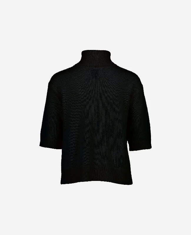 Classic Edge Fresh Outfit Cashmere-Mischung Pullover in Schwarz - Gerade Passform