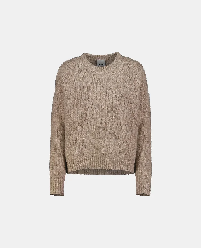 Sleek Classic Athletic Gear Rundhalsausschnitt Pullover aus Cashmere in Beige