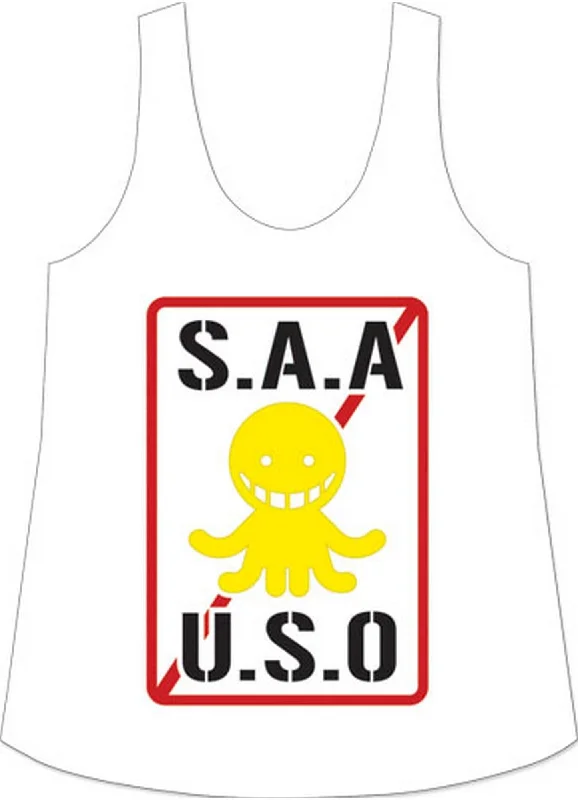 Classic Monochrome Casual Fits Assassination Classroom - S.A.A.U.S.O. Logo Tank Top