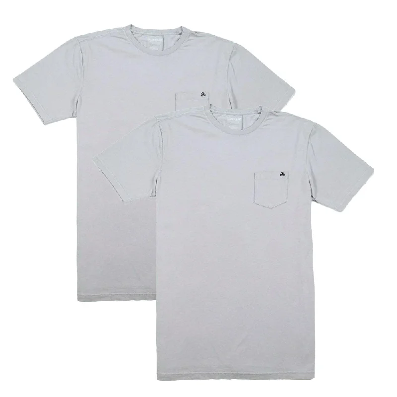Relaxed Cool Casual Button-ups Basic Pocket Tee Bundle - Grey/Grey
