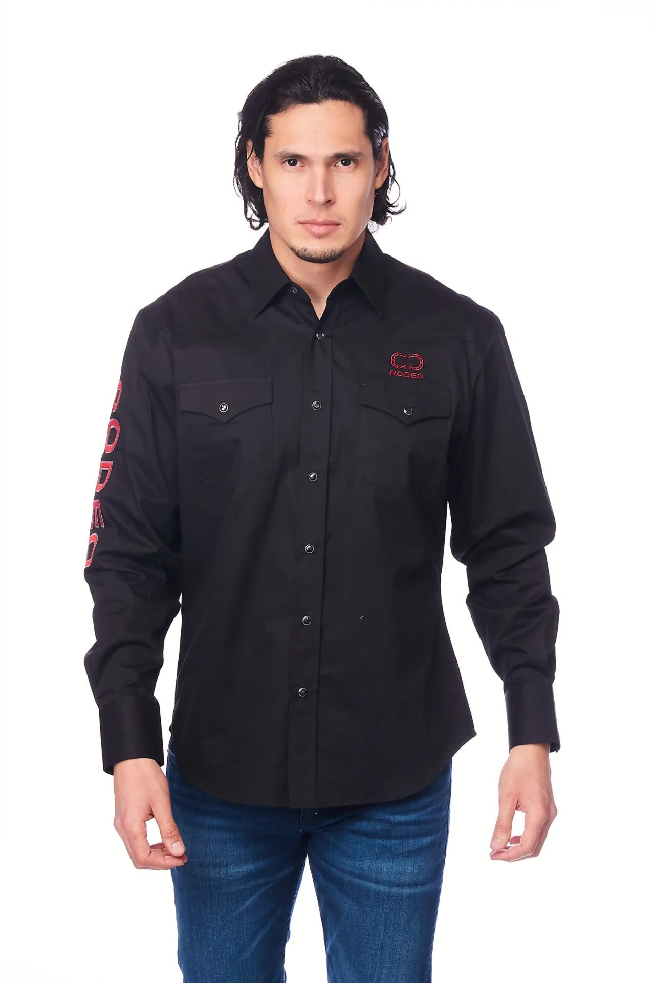 Contemporary Minimal Summer Trends All Cotton Men's Black Western RODEO Shirt