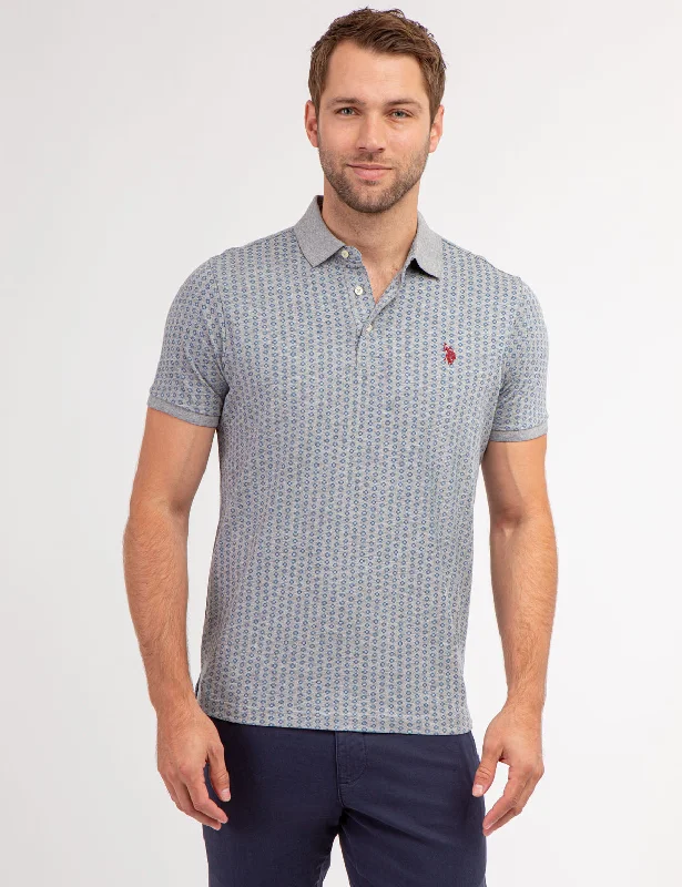 Timeless Rebel Minimalist Pieces ALLOVER PRINTED JERSEY POLO SHIRT