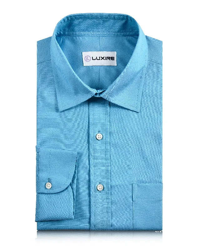 Contemporary Street Daily Looks Aqua Blue Casual Oxford