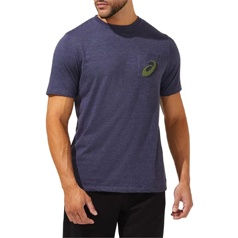 Sleek Modern Trendy Shoes ASICS Mens Spiral Pocket Graphic T-Shirt, Blue, Small