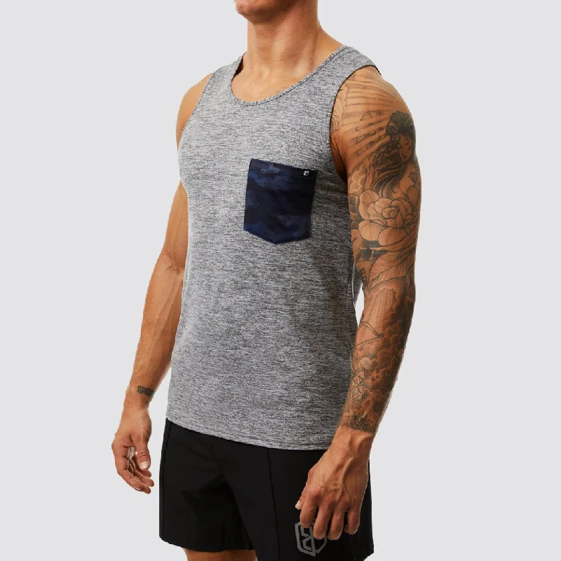 Relaxed Street Classic Apparel Athleisure Pocket Tank (Heather Grey-Typhoon)