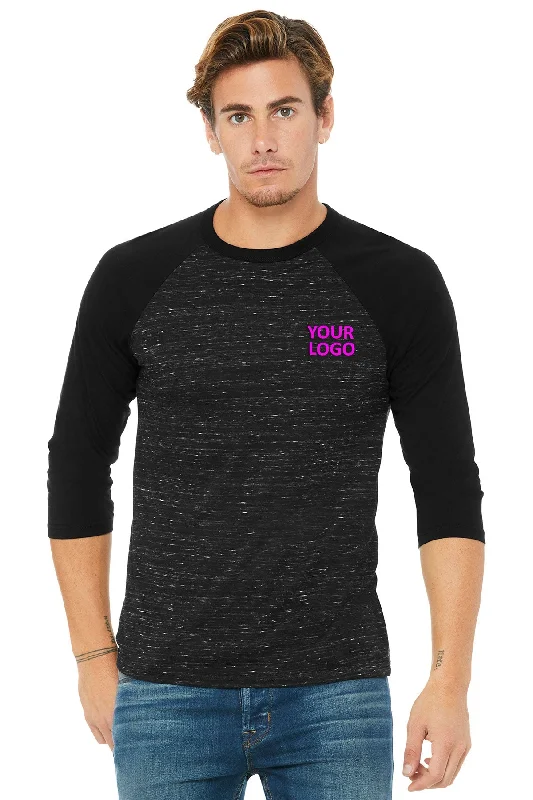 Relaxed Modern Street Outfit Bella Canvas Unisex 3/4-Sleeve Baseball T-Shirt, Black Marble/ Black Relaxed Modern Street Outfit Bella Canvas Unisex 3/4-Sleeve Baseball T-Shirt, Black Marble/ Black