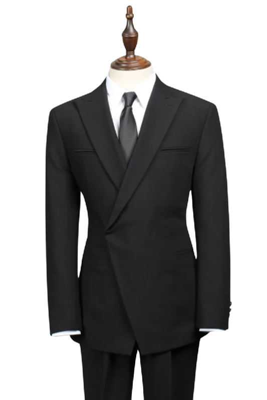 Understated Street Elegant Outfits Black 1-Button Premium Slim Fit Suit