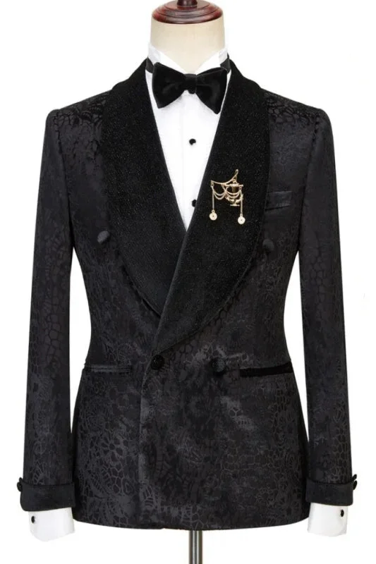 Urban Minimal Summer Wear Black Double-Breasted Velvet Two Pieces Wedding Suits Lapel Slim Fit Prom Tuxedo Suits with Bow Tie Urban Minimal Summer Wear Black Double-Breasted Velvet Two Pieces Wedding Suits Lapel Slim Fit Prom Tuxedo Suits with Bow Tie