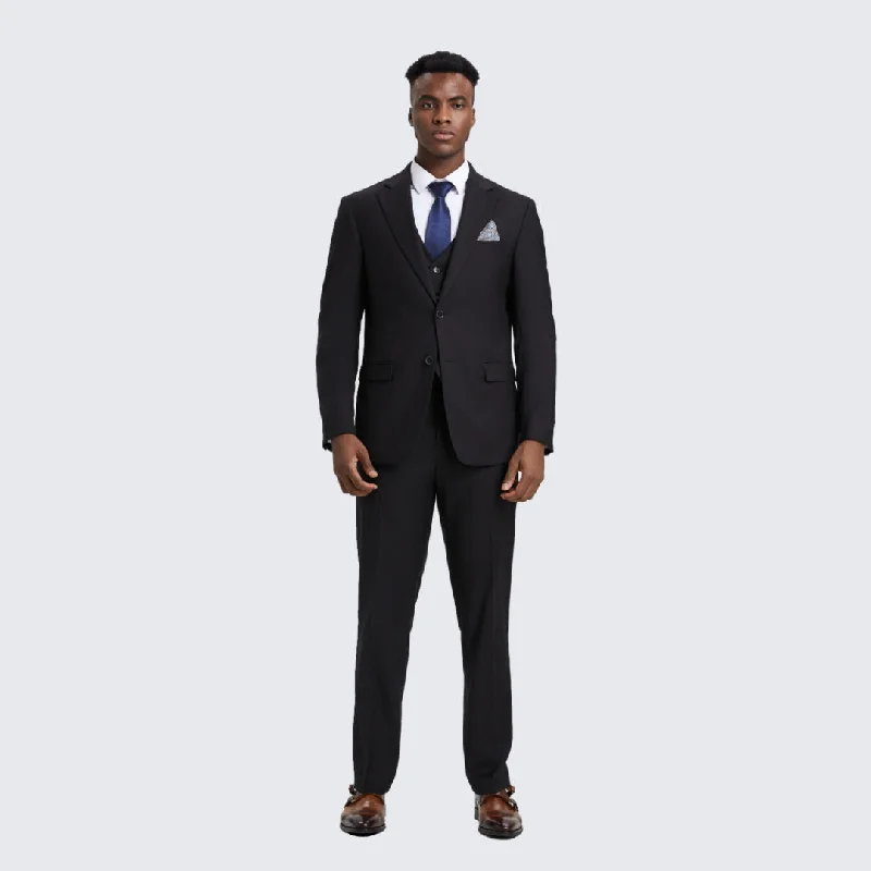 Urban Polished All-Day Wear Men's Black Suit Three Piece Set by Stacy Adams - Wedding - Prom Urban Polished All-Day Wear Men's Black Suit Three Piece Set by Stacy Adams - Wedding - Prom