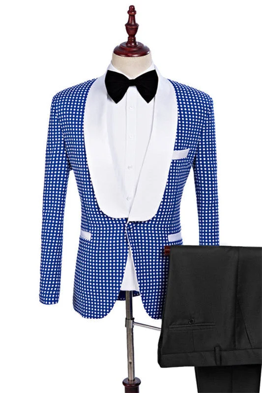 Vintage Cool Fall Fashion Blue Lapel Two Pieces Dot Wedding Suits Prom Tuxedo Dinner Party Wedding Groom Vintage Cool Fall Fashion Blue Lapel Two Pieces Dot Wedding Suits Prom Tuxedo Dinner Party Wedding Groom