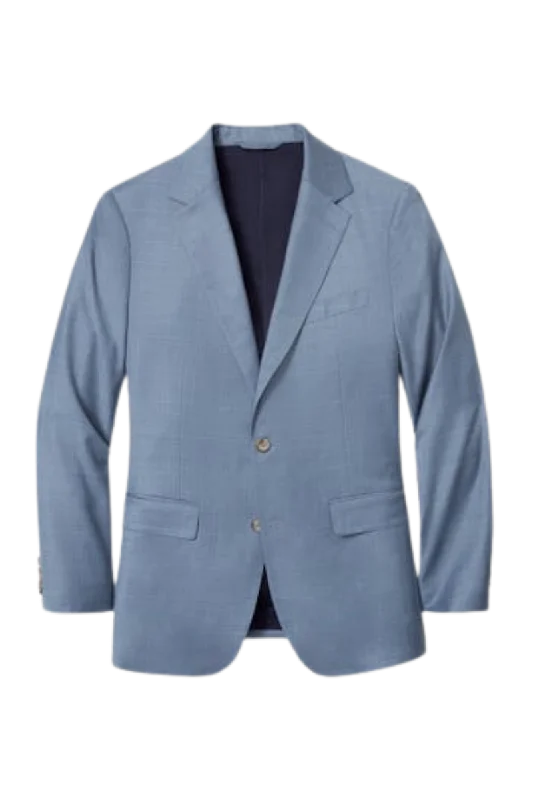 Smart Rugged Trendy Tees Blue Wool Notch Lapel Modern Fit Single Breasted Jacket