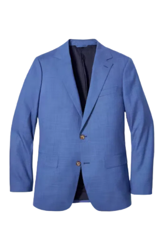 Classic Cool Office Outfits BLue Wool Stretch 2-Button Notch Lapel Suit