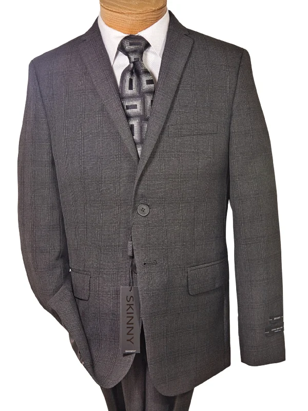 Modern Relaxed Practical Clothing Andrew Marc 35361 Boy's Skinny Fit Suit - Windowpane - Dark Charcoal Modern Relaxed Practical Clothing Andrew Marc 35361 Boy's Skinny Fit Suit - Windowpane - Dark Charcoal