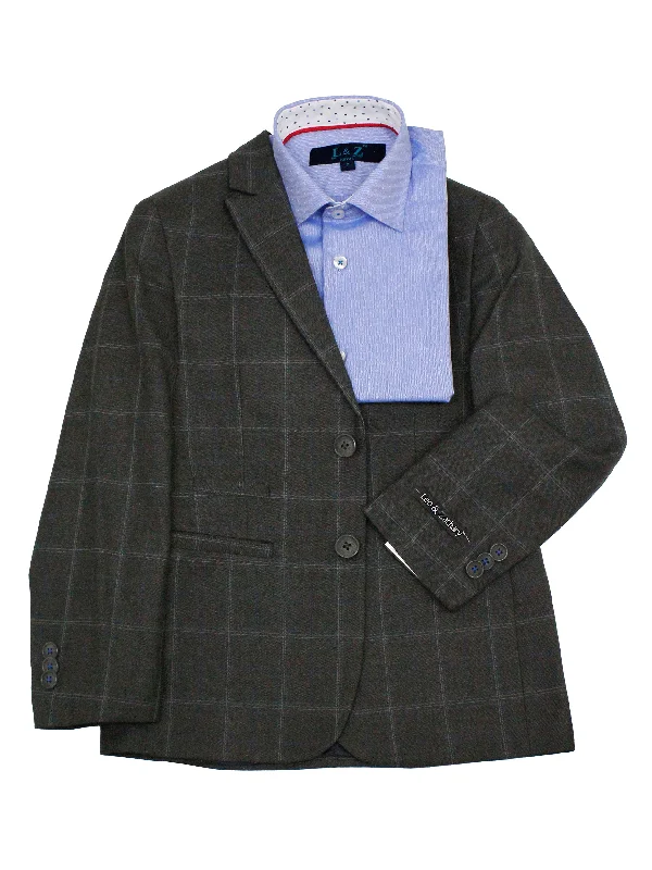 Sophisticated Sleek Simple Styles Leo & Zachary 35582 Boy's Suit Separate Jacket - Plaid - Charcoal Sophisticated Sleek Simple Styles Leo & Zachary 35582 Boy's Suit Separate Jacket - Plaid - Charcoal