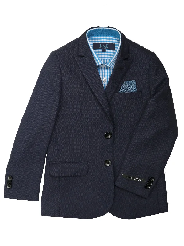Relaxed Chic Fall Fashion Leo & Zachary 36473 Boy's Skinny Fit Suit Separate Jacket - Birdseye - Blue Relaxed Chic Fall Fashion Leo & Zachary 36473 Boy's Skinny Fit Suit Separate Jacket - Birdseye - Blue