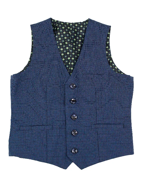 Monochrome Chic Urban Jackets Leo & Zachary 35577V Boy's Suit Separate Vest - Birdseye - Ink/Sky Monochrome Chic Urban Jackets Leo & Zachary 35577V Boy's Suit Separate Vest - Birdseye - Ink/Sky