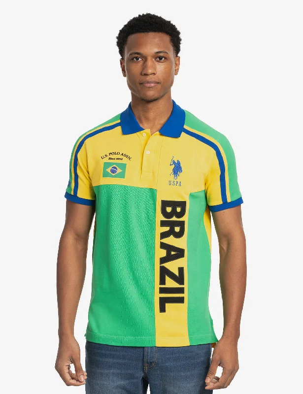 Sophisticated Sleek Bold Outfits BRAZIL VERTICAL COLOR BLOCK PIQUE POLO SHIRT